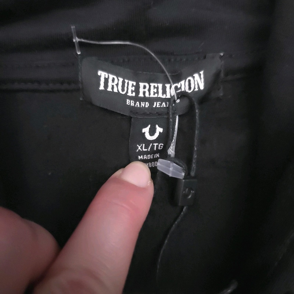 True Religion Womens XL Black Embellished Rhinestone Full‎ Zip Hooded Jacket - Picture 6 of 7